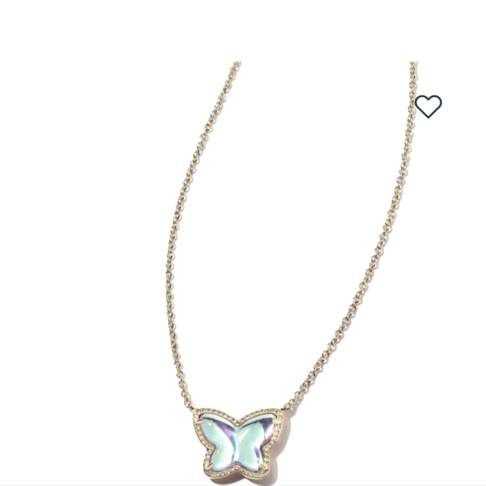 Kendra Scott Lillia Butterfly Pendant Necklace in Blue Dichroic Glass